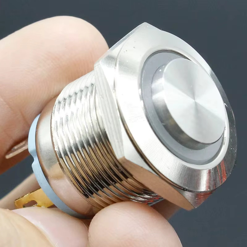 ELECAPITAL Momentan-Drucktastenschalter aus Edelstahl und Metall, wasserdicht, 19 mm, Silber/Gelb - Bild 3
