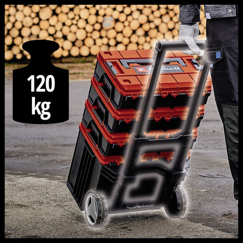 Einhell Systemkoffer E-Case L mit Rollen aus Kunststoff, Schwarz/Rot, B: 33,0 cm, H: 44,4 cm, T: 32,0 cm - Bild 5