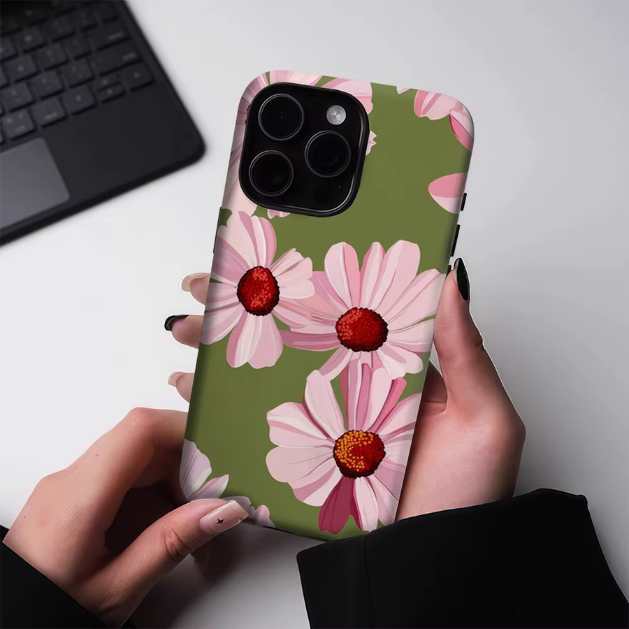 Potdemiel Pink Daisy Delight Robuste Handyhülle für iPhone 17 16 15 14 13 Pro Max Plus mit Magnetfunktion in Pink - Bild 3