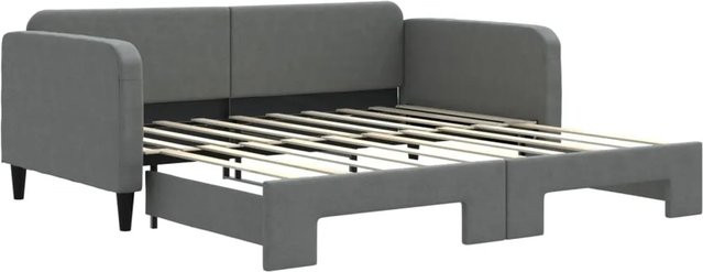 vidaXL Ausziehbares Tagesbett in Dunkelgrau mit Stoffbezug, B/T/H: 90 x 190 cm - Bild 1