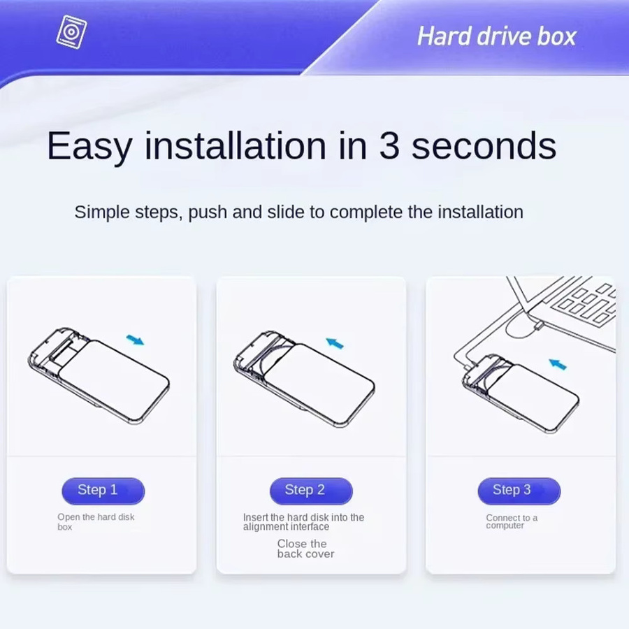Orico Externes 2,5 Zoll Festplattengehäuse mit USB 3.0 Typ C und SATA 5 Gbit/s für HDD, tragbare Speicherhülle für PC, Laptop und Notebook - Bild 5