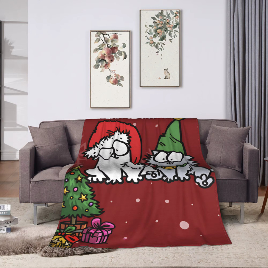 Potdemiel Flanell Decke mit Cartoon Simons Katze Design, weiche Kuscheldecke aus Polyester für Couch und Bett - Bild 2