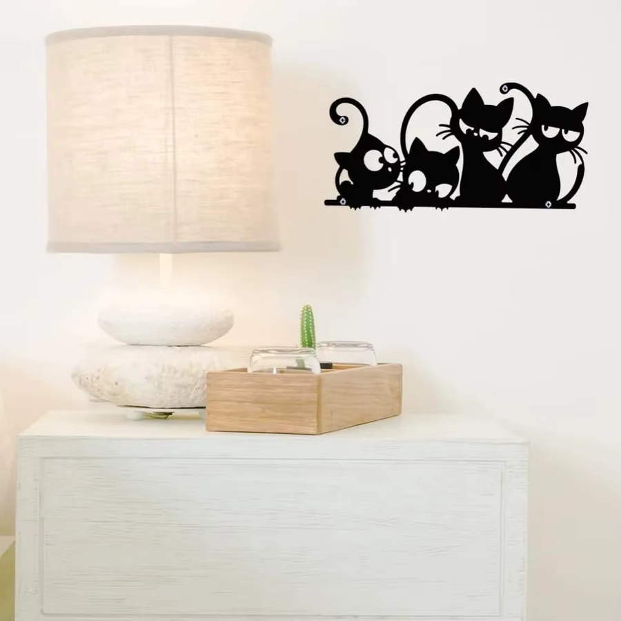 CIFBUY Metall-Wandkunst Schwarze Katze Moderne Minimalistische Wanddekoration zum Aufhängen - Bild 5