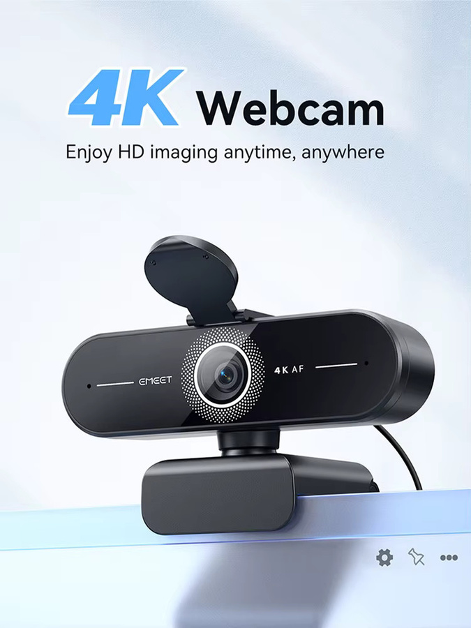 EMEET C60E 4K Ultra HD Webcam mit Autofokus und 1080P 60fps in Schwarz für Live-Streaming, Videoanrufe und Konferenzen via USB-C - Bild 4
