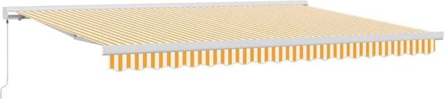 vidaXL Einziehbare Markise mit Faltarmen in Orange und Weiß, B/T: 450 x 300 cm - Bild 1