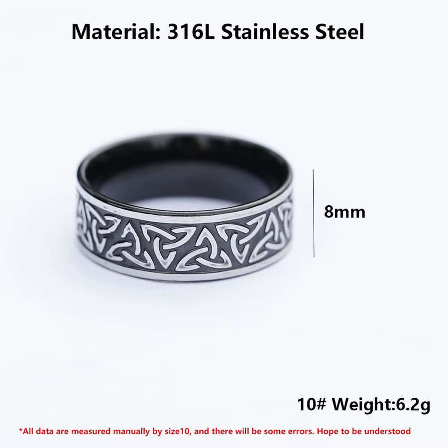 Ring Viking Keltischer Knoten, Edelstahl, Silber, Herren, Vintage - Bild 3