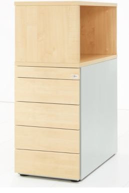 Schäfer Shop Genius Standcontainer mit Aufsatzregal, abschließbar, Ahorn-Dekor, Beige/Braun - Bild 1