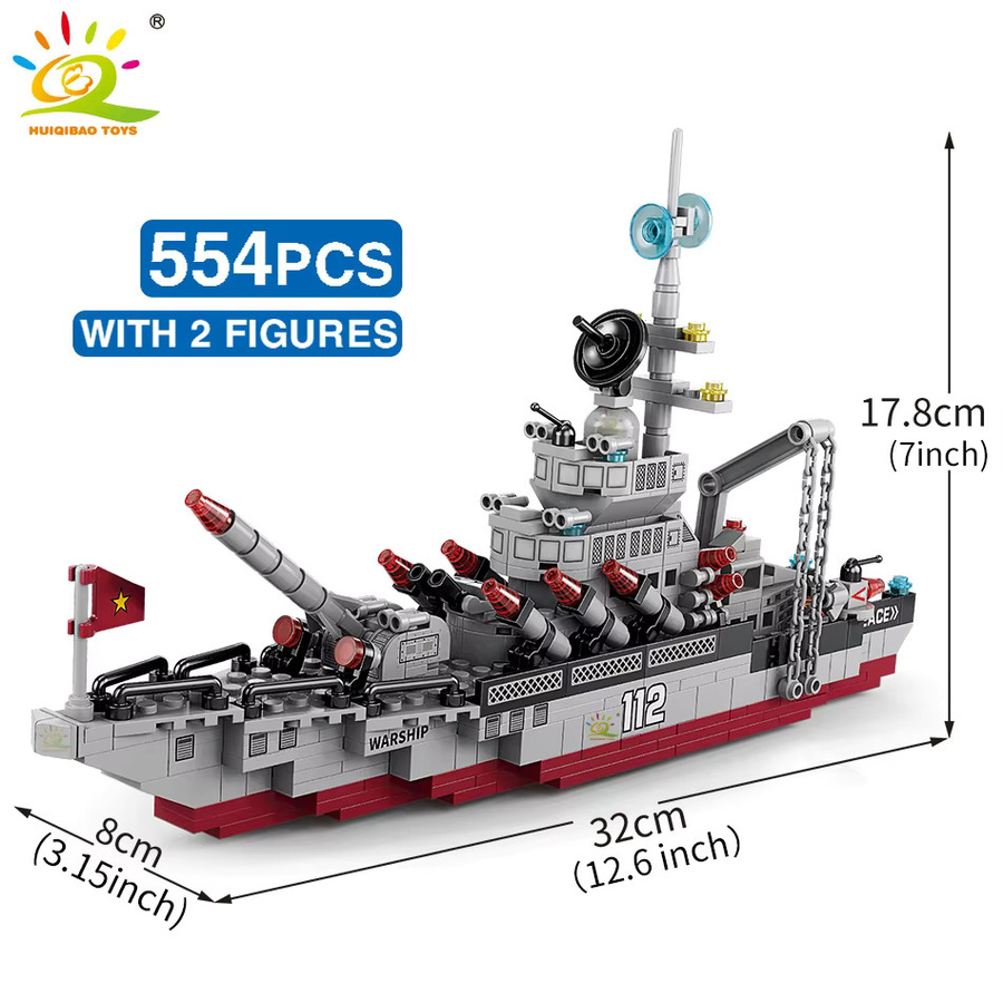 HUIQIBAO Militär Kriegsschiff Bausteine 554-teiliges Set - Bild 3