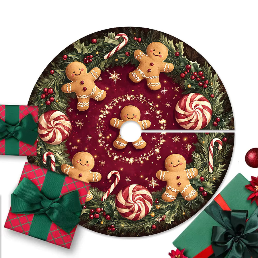 VIKAMA Weihnachtsbaumrock Lebkuchenmann in Mehrfarbig mit floralem Design - Bild 3