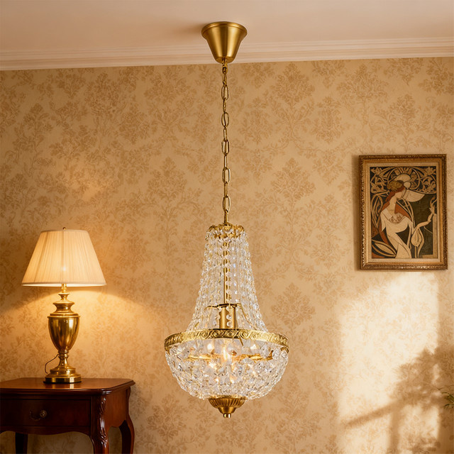 LINCCW Vintage Kristall Kronleuchter im industriellen Stil als Pendelleuchte für Wohnzimmer und Esszimmer - Bild 1