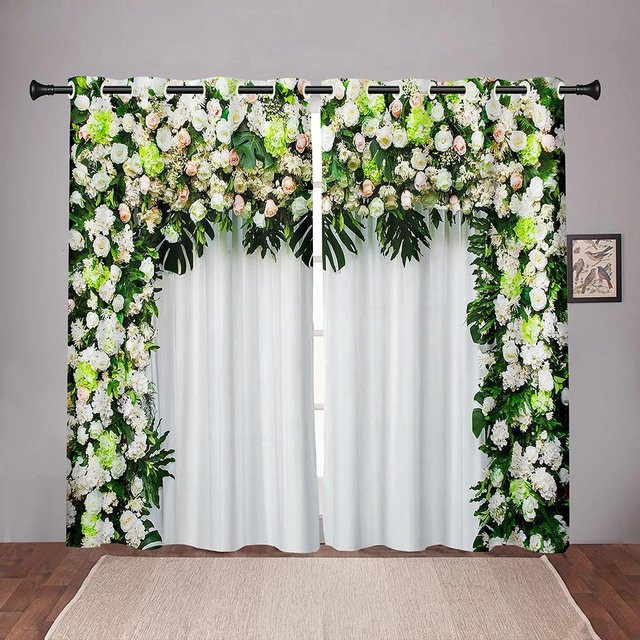 Yiran Furniture Verdunklungsvorhänge Floral Multicolour, 2er-Set mit Ösen, Breite: 55 cm, Höhe: 120 cm - Bild 1