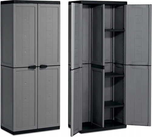 Keter Gartenschrank Jolly in Grau mit mattem Finish und internen Regalböden