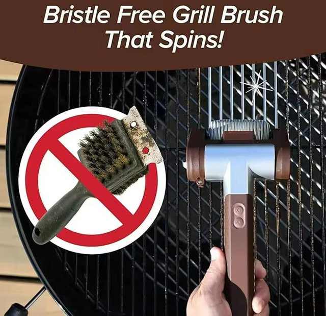 Elektrische Rollen-Grillbürste von WRDEW mit austauschbarem Bürstenkopf aus Edelstahl, wiederaufladbar, 350 U/min - Bild 1