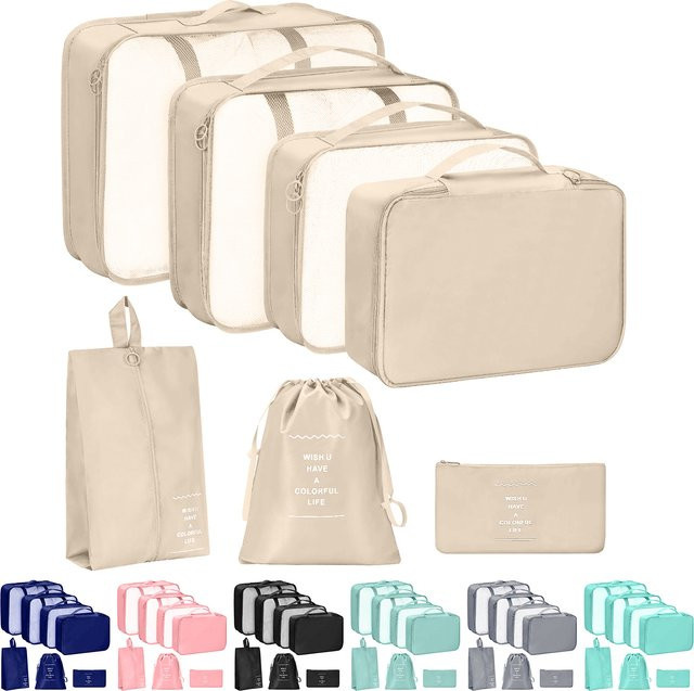 7-teiliges Reise-Organizer-Set für Koffer und Gepäck in Pink zur Ordnung von Kleidung und Schuhen - Bild 1