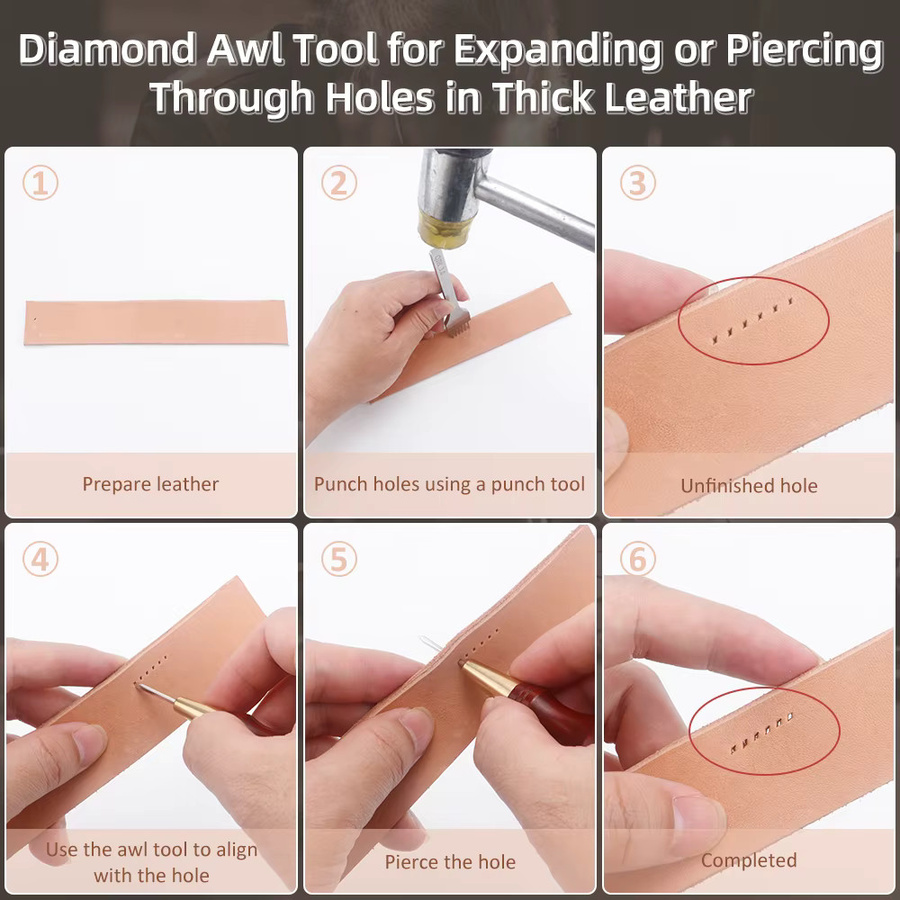 QJH Leder-Nähahle in Diamantform als DIY-Handnähwerkzeug für Leder, Quilten und Basteln - Bild 3