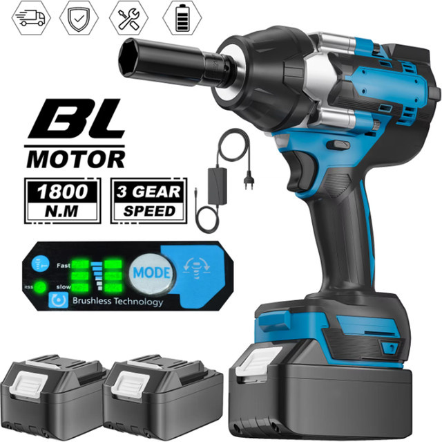 Makita Bürstenloser elektrischer Schlagschrauber mit 1800N.m Drehmoment, 5 Gänge, 1/2 Zoll Antrieb, Blau, kompatibel mit Makita LXT 18V Akku - Bild 1