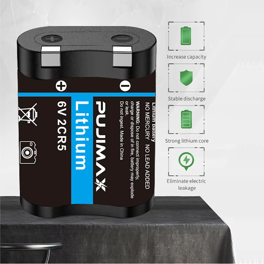 PUJIMAX 2CR5 Lithium-Batterie 6V 1700mAh in Schwarz für Canon EOS 50 55 650 10QD und Minolta 303si Filmkameras - Bild 2