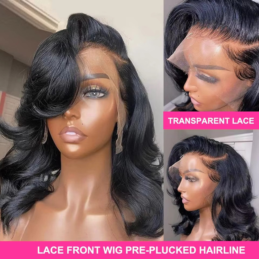 Ajunlele Lace Front Bob Perücke, Körperwelle, 8-16 Zoll - Bild 4