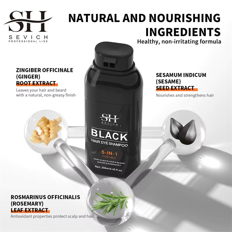 SEVICH 5-in-1 Shampoo Haar- und Bartfärbecreme für Herren, Schwarz, 250 ml - Bild 4