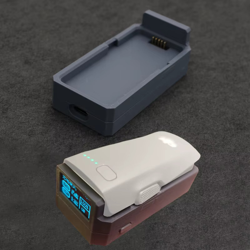 YUENHOANG Ladestation für DJI Neo 2 Drohnen-Akku, 25W Einkanalige Typ-C Ladestation mit OLED-Bildschirm und Echtzeit-Anzeige, Grau - Bild 1