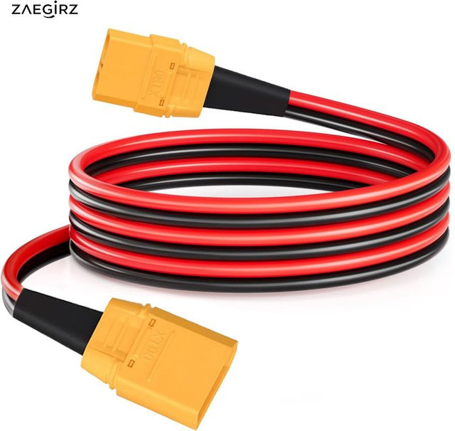 ZAEGIRZ XT90 Verlängerungskabel 12AWG mit XT90 Stecker auf XT90 Buchse, Länge: 1,5 m, für tragbare Stromstationen wie Bluetti AC200 oder Aferiy P210 - Bild 1