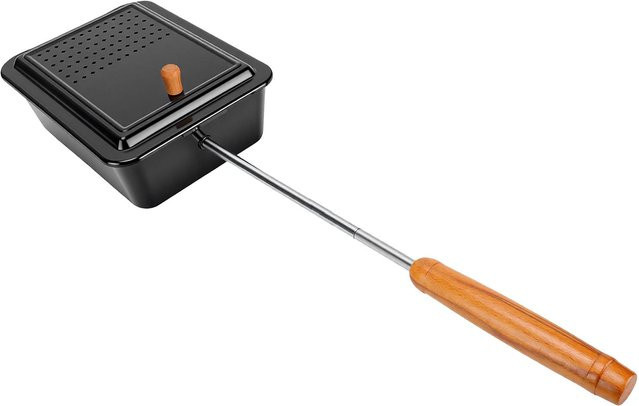 Popcorn Grillpfanne aus Eisen mit Antihaftbeschichtung und langem Holzgriff für Zuhause und Outdoor Camping - Bild 1