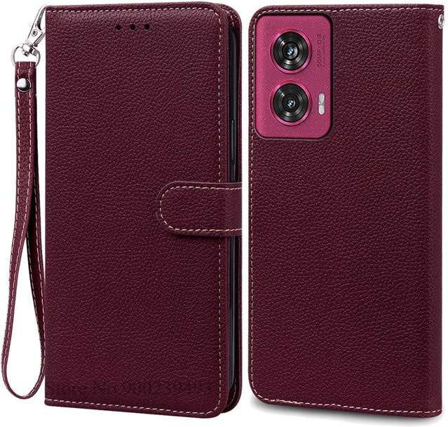 Leder-Brieftaschenhülle für Motorola Edge 50 Fusion in Purple mit Ständer- und Buchhüllen-Funktion - Bild 1