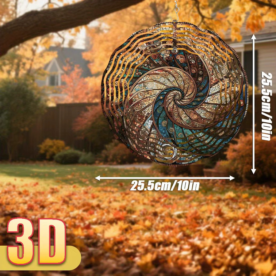CIFBUY 3D Metall-Windspinner Spiral-Gartenstecker mit Drehbarem Haken, geometrische Gartenkunst-Deko in Multicolour, Durchmesser: 25,4 cm - Bild 2