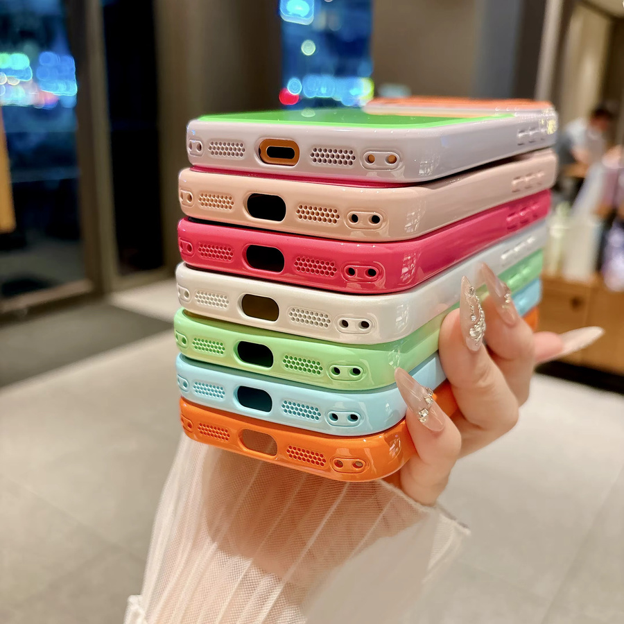 RPKKS Handyhülle mit Acryl-Rückseite und Leder-Rahmen im Dopamin-Farbblock-Design für iPhone 17 16 15 14 Pro Max, Mehrfarbig - Bild 2