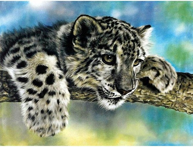 5D-Diamantgemälde FIYO Leoparden-Mosaik zum Selbermachen in Schwarz und Multicolour, Breite: 20 cm, Höhe: 30 cm - Bild 1