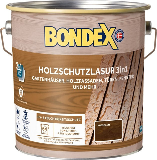 Bondex Holzschutzlasur 3 in 1 Teak Wasserbasiert Braun - Bild 1