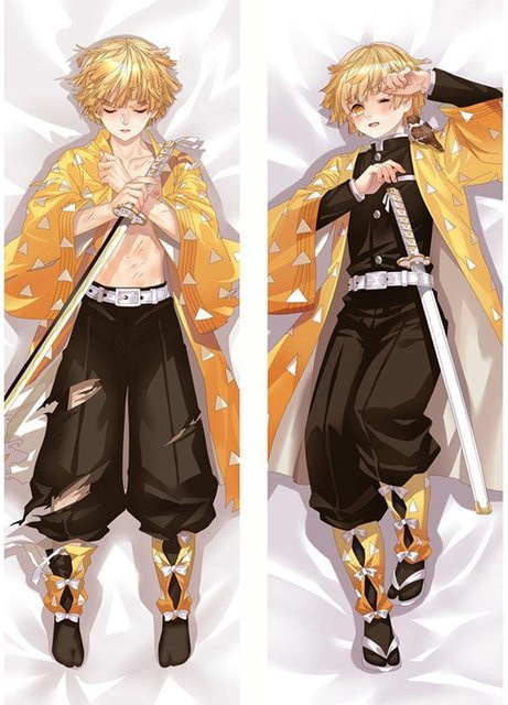 DIANASORZA Home Dakimakura Kissenbezug Anime Demon Slayer Agatsuma Zenitsu und Kochou Shinobu mit 3D-Druck, zweiseitig, Mehrfarbig, B/H: 60 x 180 cm - Bild 1