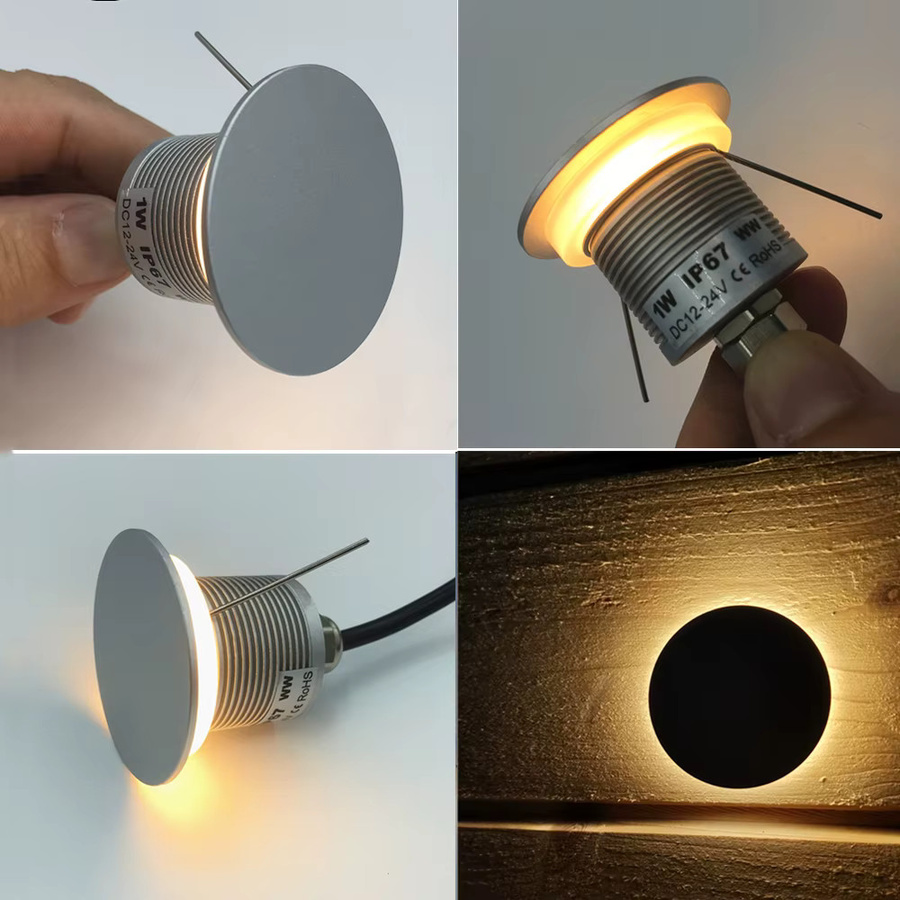 YELEDWAY LED Bodenstrahler für den Außenbereich, runde Untergrundlampe aus Aluminium in Weiß, warmweißes Licht, IP67 wasserdicht, 1 W - Bild 4