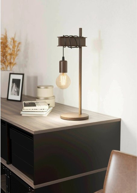 Eglo Tischleuchte Townshend 4 1-flammig in Schwarz-Braun antik, Industrial-Look, E27 - Bild 1