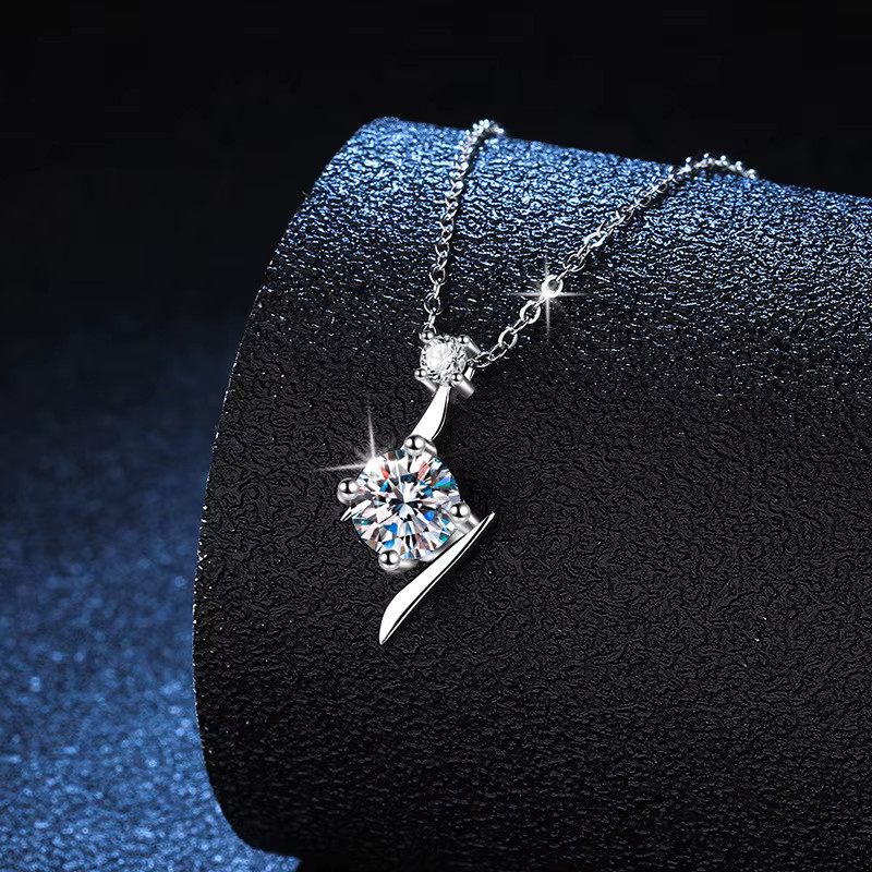 Anhänger-Halskette Moissanit, 925 Silber, Damen - Bild 2