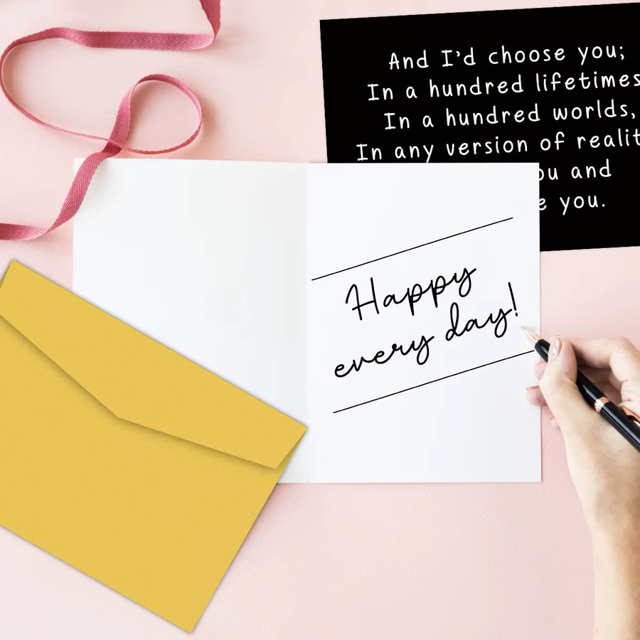 Romantische Jubiläums- und Hochzeitskarte mit inspirierendem Ehegelübde Ich würde dich in hundert Welten wählen - Bild 5