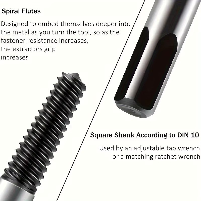 NIUXIANG Schrauben-Extractor Set aus Metall, 5/6 Stück Bohrer-Set zum Entfernen beschädigter oder gebrochener Schrauben und Bolzen, Farbe: Silber - Bild 5