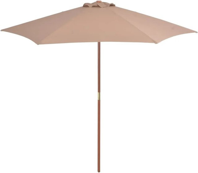 vidaXL Sonnenschirm mit Holz-Mast in Taupe/Beige, Höhe: 270 cm - Bild 1