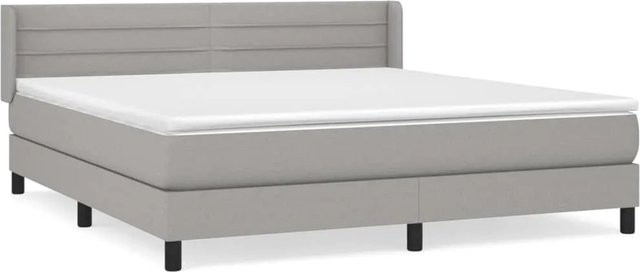 vidaXL Boxspringbett Hybrid mit Matratze und Kopfteil, Hellgrau, B/T/H: 160 x 203 x 78 cm - Bild 1
