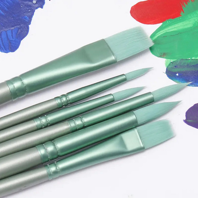 Yutiars 6/4 Pinselset aus Nylonhaar für Aquarell und Acryl in Grün - Bild 1