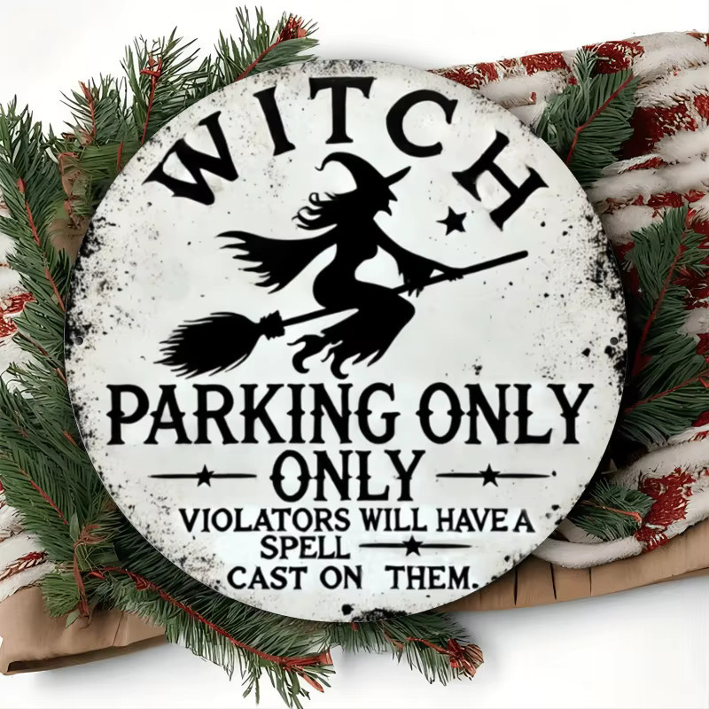 Potdemiel Vintage Witch Parking Only Metallschild rund, Durchmesser: 20,3 cm - Bild 3
