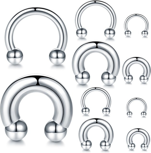 Xpircn Nasenring Hufeisen, Edelstahl, Silber, 00G-8G - Bild 1