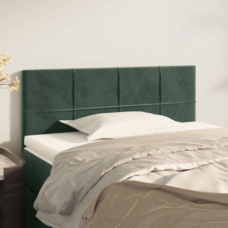 Vidaxl Kopfteil aus Samt in Dunkelgrün, Modernes Design, B/H: 100 x 78/88 cm, Tiefe: 5 cm - Bild 1