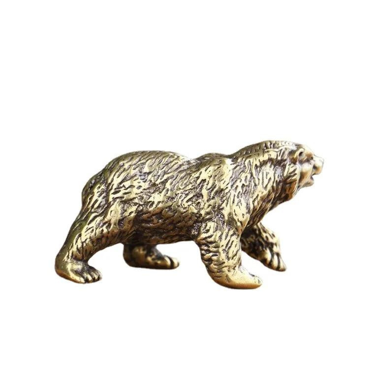Yiran Furniture Desktop Dekoration Bär Statue aus Messing in Gold und Kupfer - Bild 4