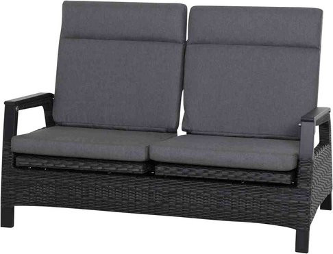 SIENA GARDEN Lounge-Bank Solea aus Aluminium und Gardino-Geflecht in Grau, B/H/T: 151,5 x 97 x 151,5 cm - Bild 1