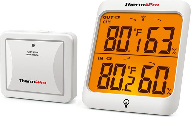 ThermoPro TP63C Kabelloses Digitales Innen- und Außenthermometer mit Hygrometer und Wetterstation, Weiß - Bild 1