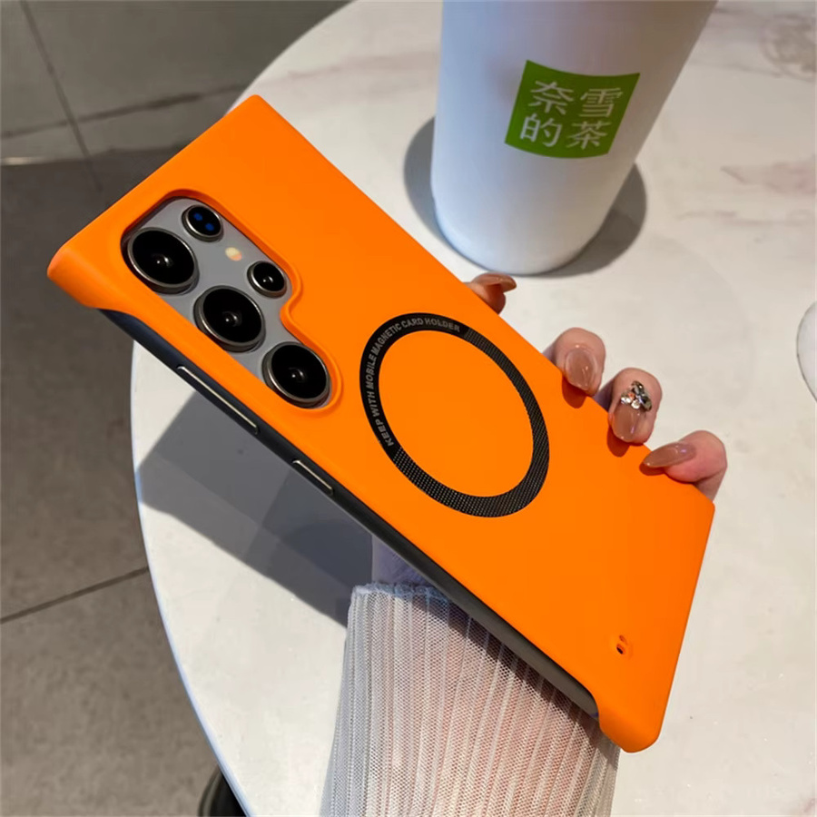 Samsung MagSafe Schutzhülle Rahmenlos in Orange für S26 S25 S24 S23 S22 S21 S20 Plus und S23 FE, Dünne PC Matte Rückseite - Bild 1