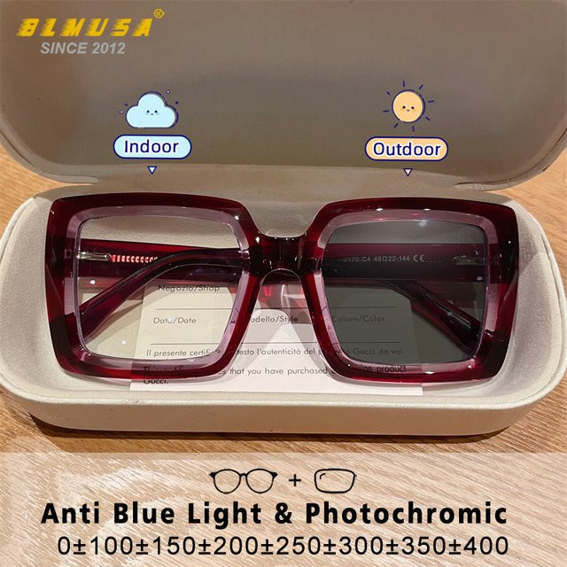 BLMUSA Lesebrille, quadratisch, Vollrand, Kunststoff, rot, Damen - Bild 1