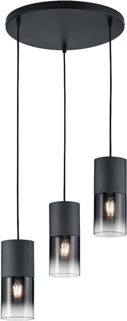 Reality Pendelleuchte Robin 3-flammig Schwarz Matt mit Rauch Glas und Metall B/H: 37 x 150 cm - Bild 1