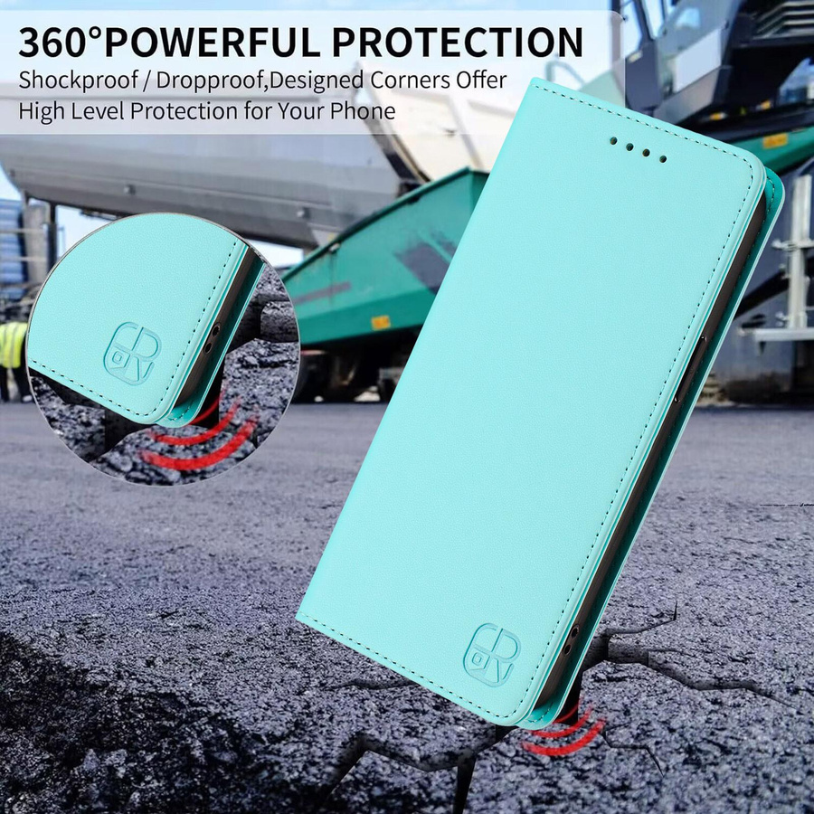 Leder Klappbrieftasche Hülle für Vivo V50 Lite 5G/4G in Türkis mit Magnetverschluss - Bild 2